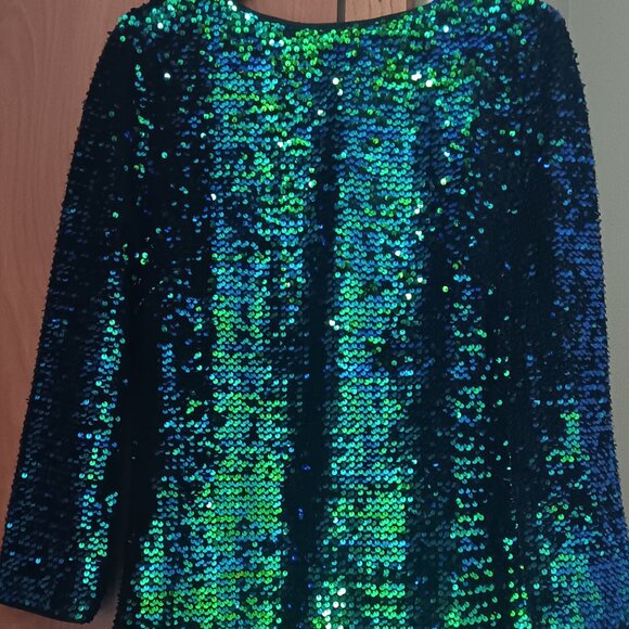 Stunning Green & Blue Sequin Mini Dress - Picture 1 of 2
